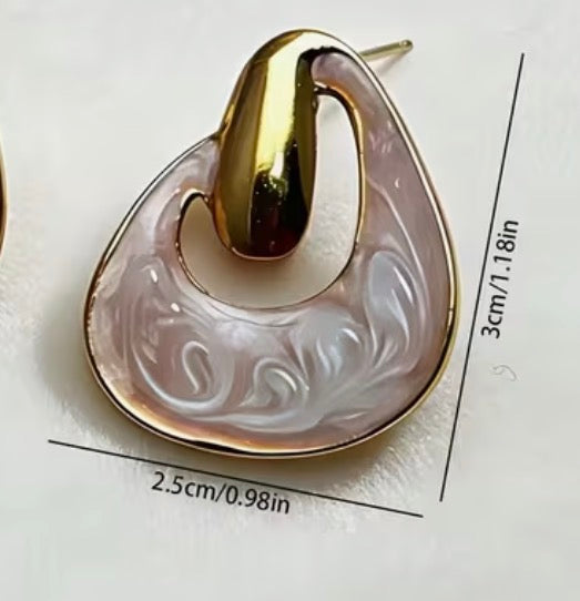 Light Luxury High-end Stainless Steel Square Enamel Earrings, Small and Exquisite Vintage Fashion Stud Earrings