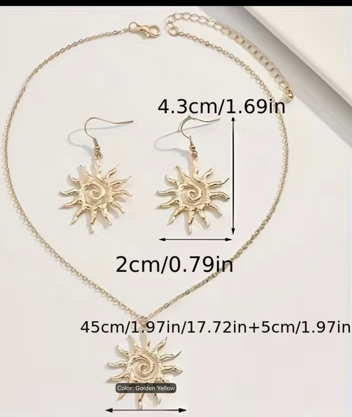 Bohemian Style Sunflower Pendant Necklace and Earrings Set