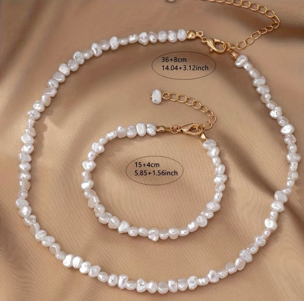 irregular artificial Imitation Pearl necklace and earrings