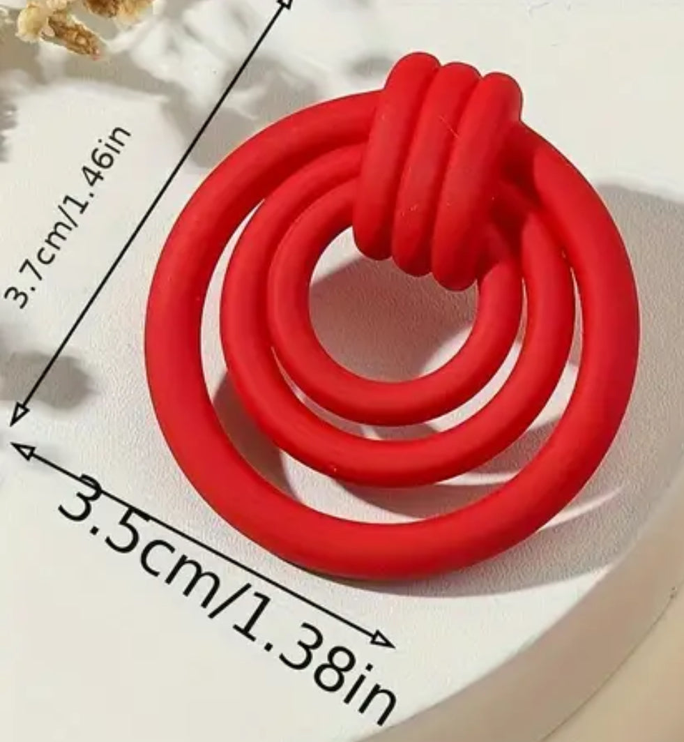 Vibrant Red Tying Shaped Acrylic Stud Earrings - Simple Style Exaggerated Ear Jewelry for Women