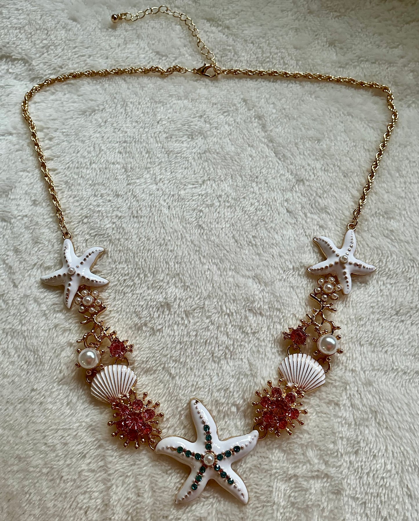 Fashionable Versatile Individual Western Beach Style Necklace Seaside Shell Starfish Coral Shaped Pearl Clavicle Chain