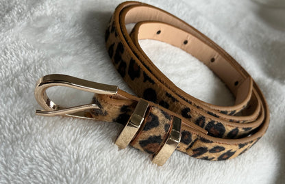 Boho style leopard print thin belt