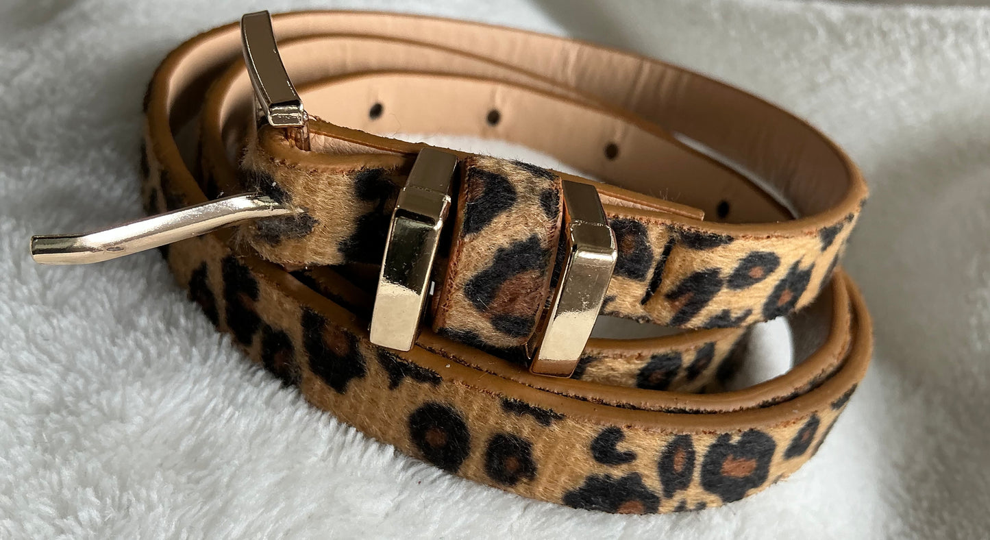 Boho style leopard print thin belt