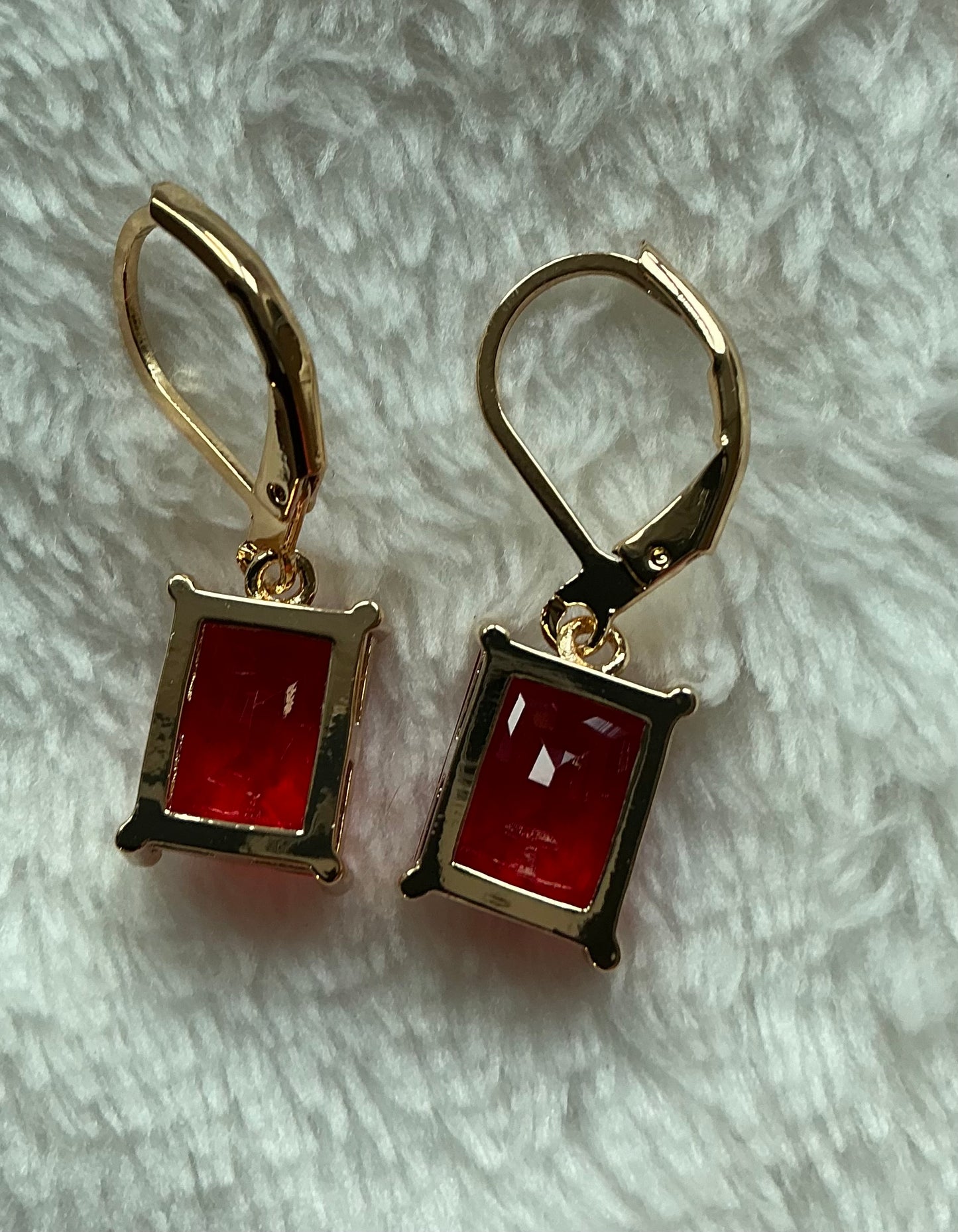 1 Pair of Gold Plated Copper Square Cubic Synthetic Cubic Zirconiaia Girl's Drop Earrings, Pendant Earrings, Nickel-Free Electroplating