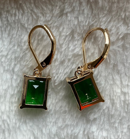 1 Pair of Gold Plated Copper Square Cubic Synthetic Cubic Zirconiaia Girl's Drop Earrings, Pendant Earrings, Nickel-Free Electroplating