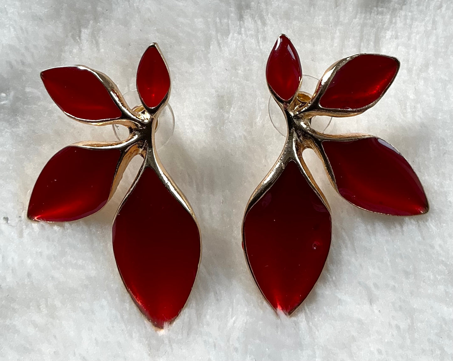 Vintage Leaf Drop Stud Earrings with Stainless Steel Posts