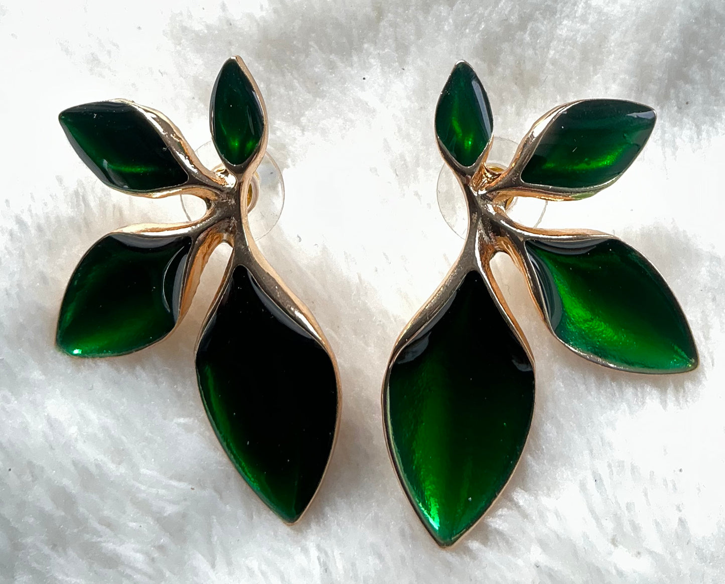 Vintage Leaf Drop Stud Earrings with Stainless Steel Posts