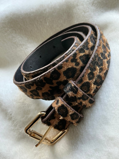 Leopard print thin belt PU leather