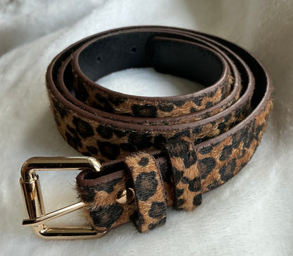 Leopard print thin belt PU leather