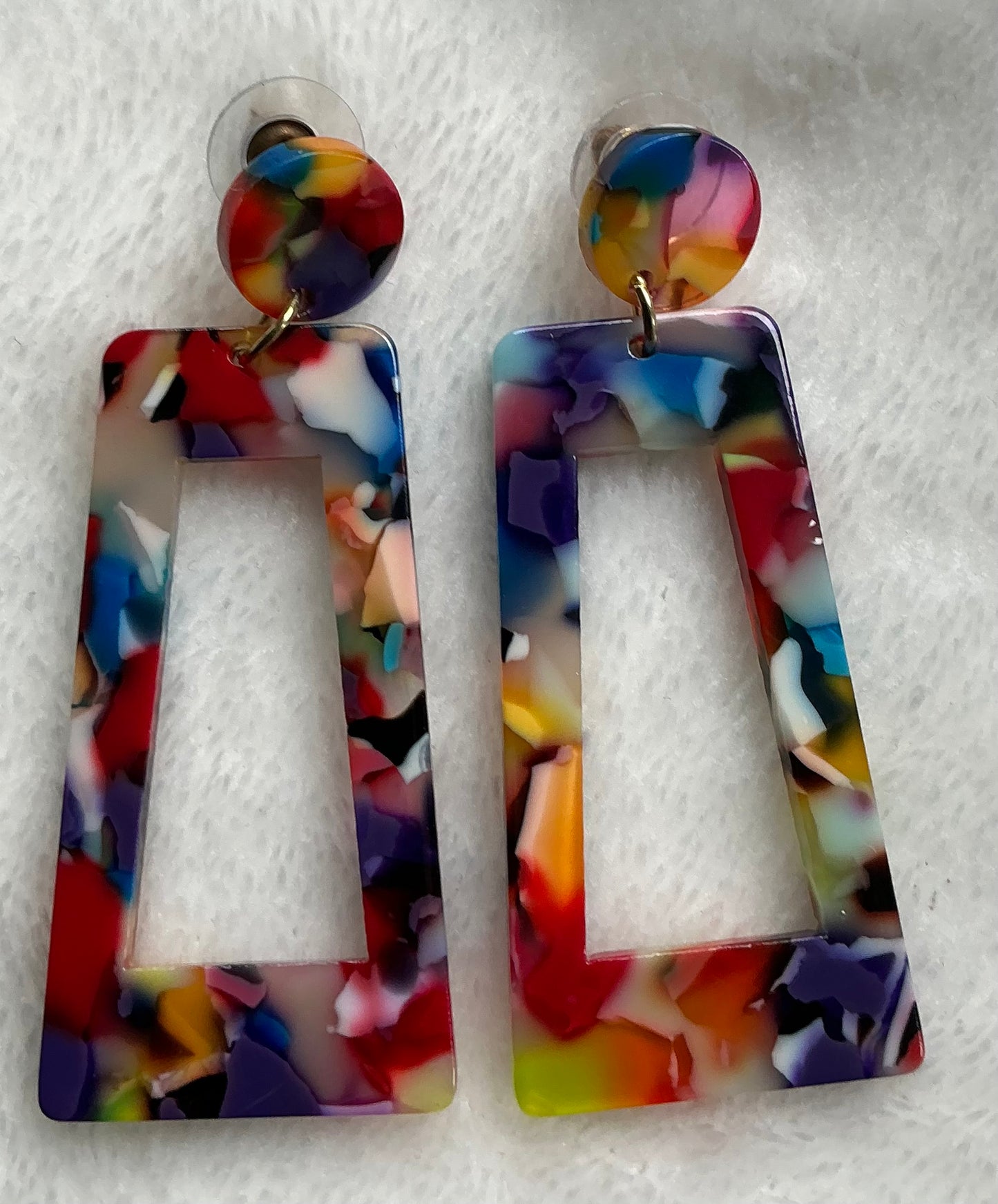 Women’s multi color acrylic long earrings