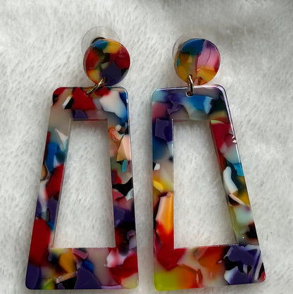 Women’s multi color acrylic long earrings