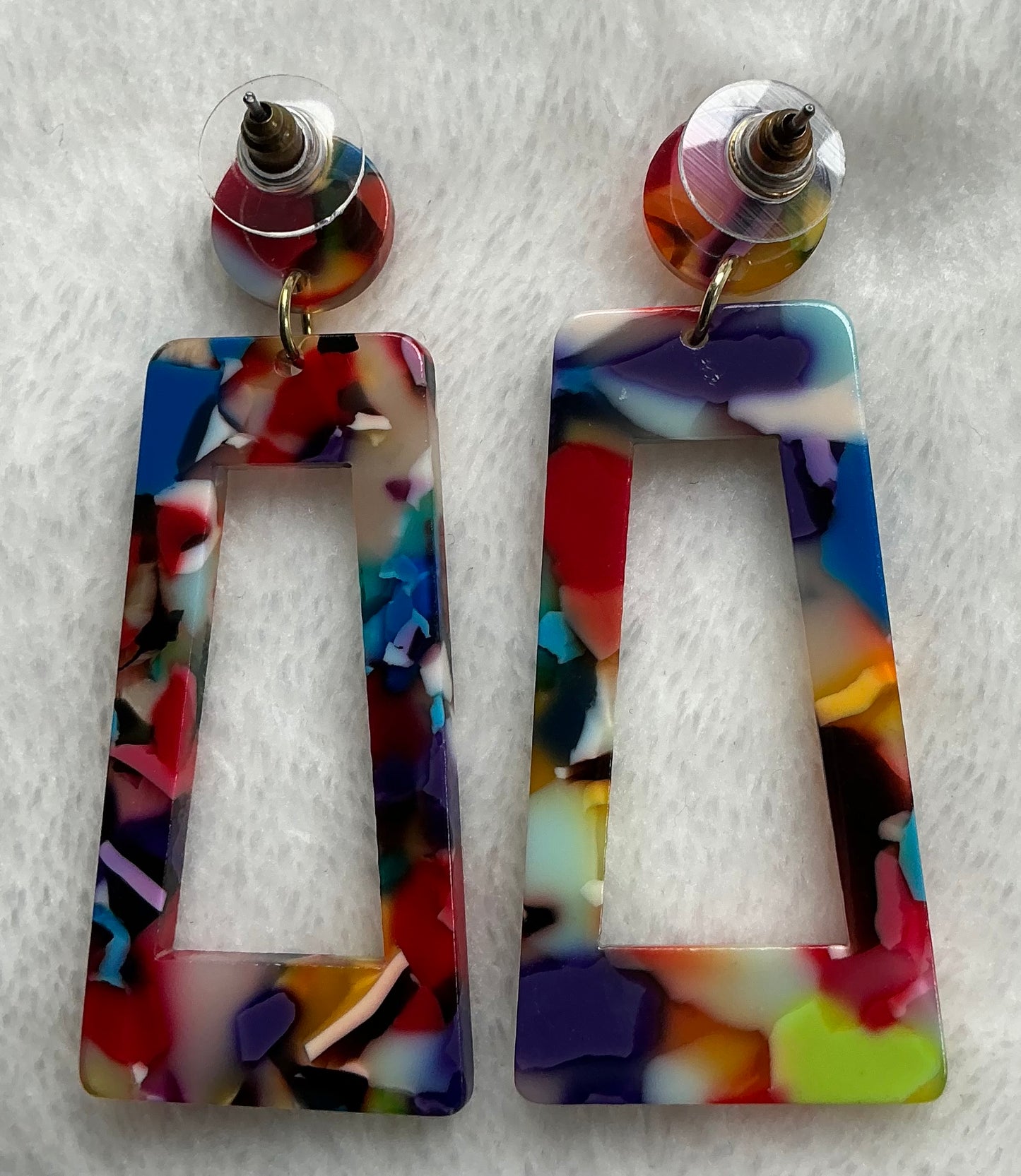Women’s multi color acrylic long earrings