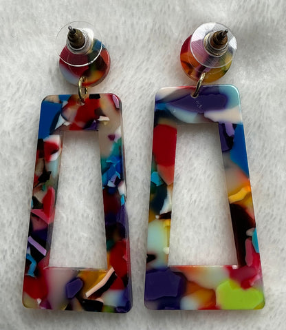 Women’s multi color acrylic long earrings