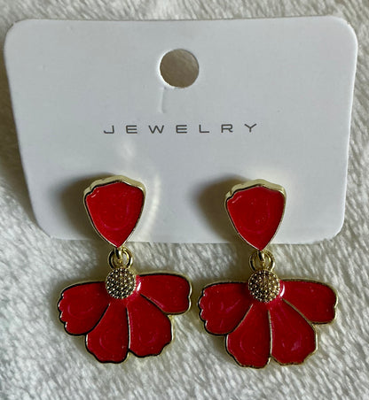 One Pair of Fashion Flower Stitched 5-Petal Women's Earrings