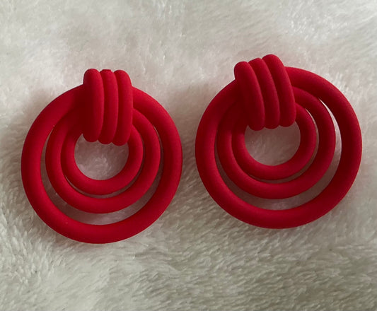 Vibrant Red Tying Shaped Acrylic Stud Earrings - Simple Style Exaggerated Ear Jewelry for Women