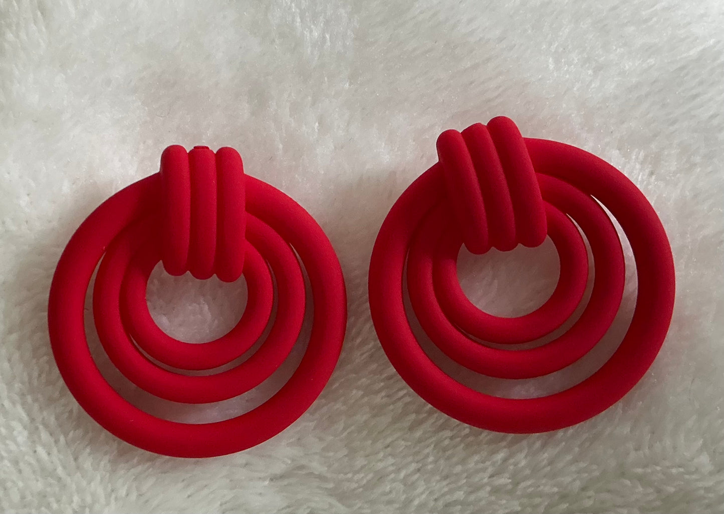 Vibrant Red Tying Shaped Acrylic Stud Earrings - Simple Style Exaggerated Ear Jewelry for Women
