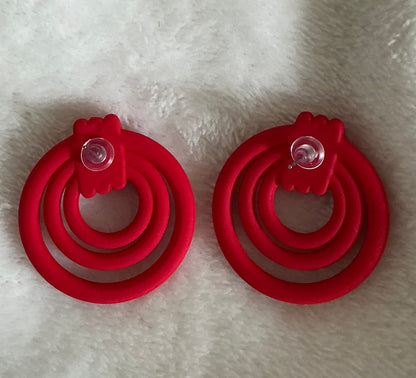 Vibrant Red Tying Shaped Acrylic Stud Earrings - Simple Style Exaggerated Ear Jewelry for Women