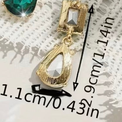 Exquisite Luxurious Elegant Borgia-Style Inlaid Shiny Rhinestone Women's Drop Earrings