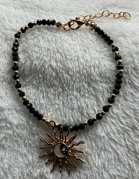 A Youth Sun Pendant Beaded Anklet for Everyday Party And Vacation Outfits