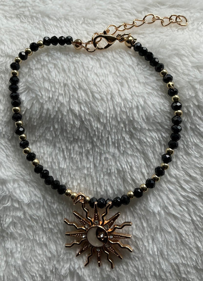 A Youth Sun Pendant Beaded Anklet for Everyday Party And Vacation Outfits