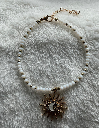A Youth Sun Pendant Beaded Anklet for Everyday Party And Vacation Outfits