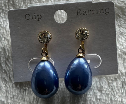 1 Pair of Minimalist Colorful Imitation Pearl Water Drop Earrings European And American Fashion Minimalist Non-Pierced Women'S Earrings Targeted Popular Style