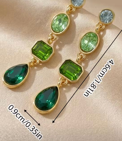 Emerald Green Multi-Stone Drop Earrings