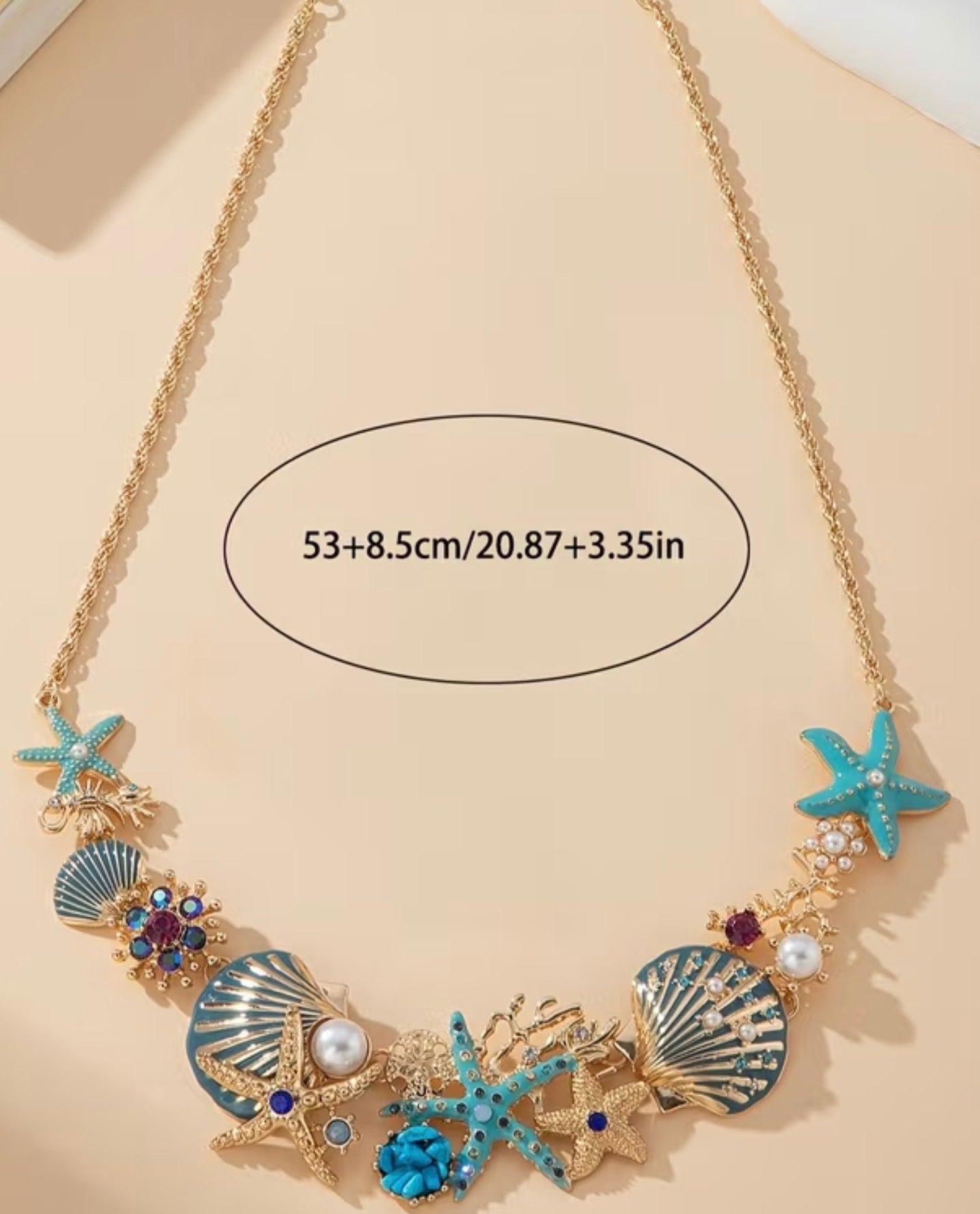 Fashionable Versatile Individual Western Beach Style Necklace Seaside Shell Starfish Coral Shaped Pearl Clavicle Chain