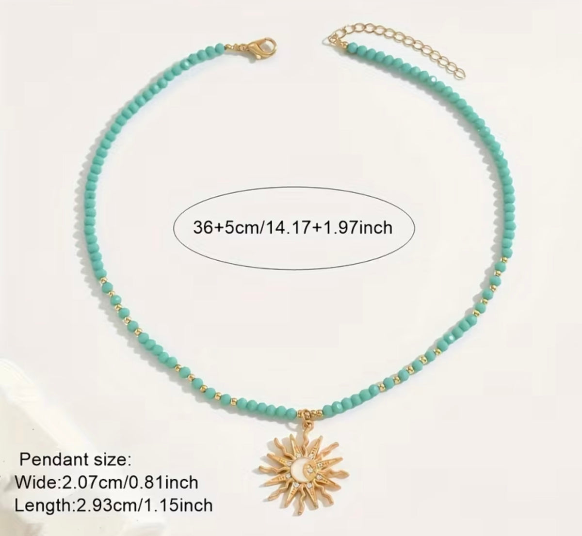 Star Moon Sun Oil Painting Glass Bead Strand Beaded Choker Necklace