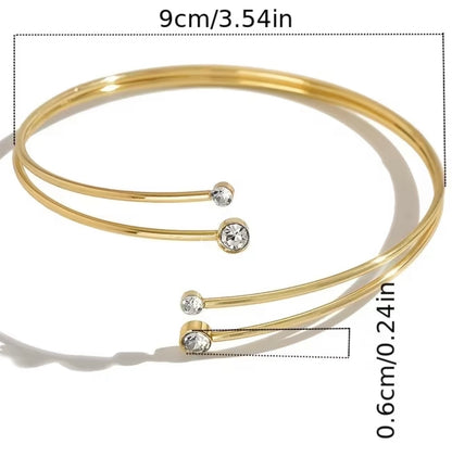 Personalized Open Geometric Rhinestone Bracelet