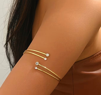 Personalized Open Geometric Rhinestone Bracelet