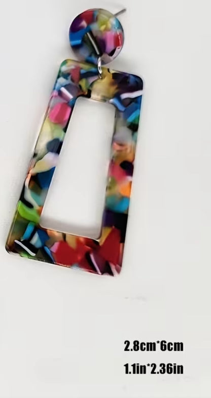 Women’s multi color acrylic long earrings