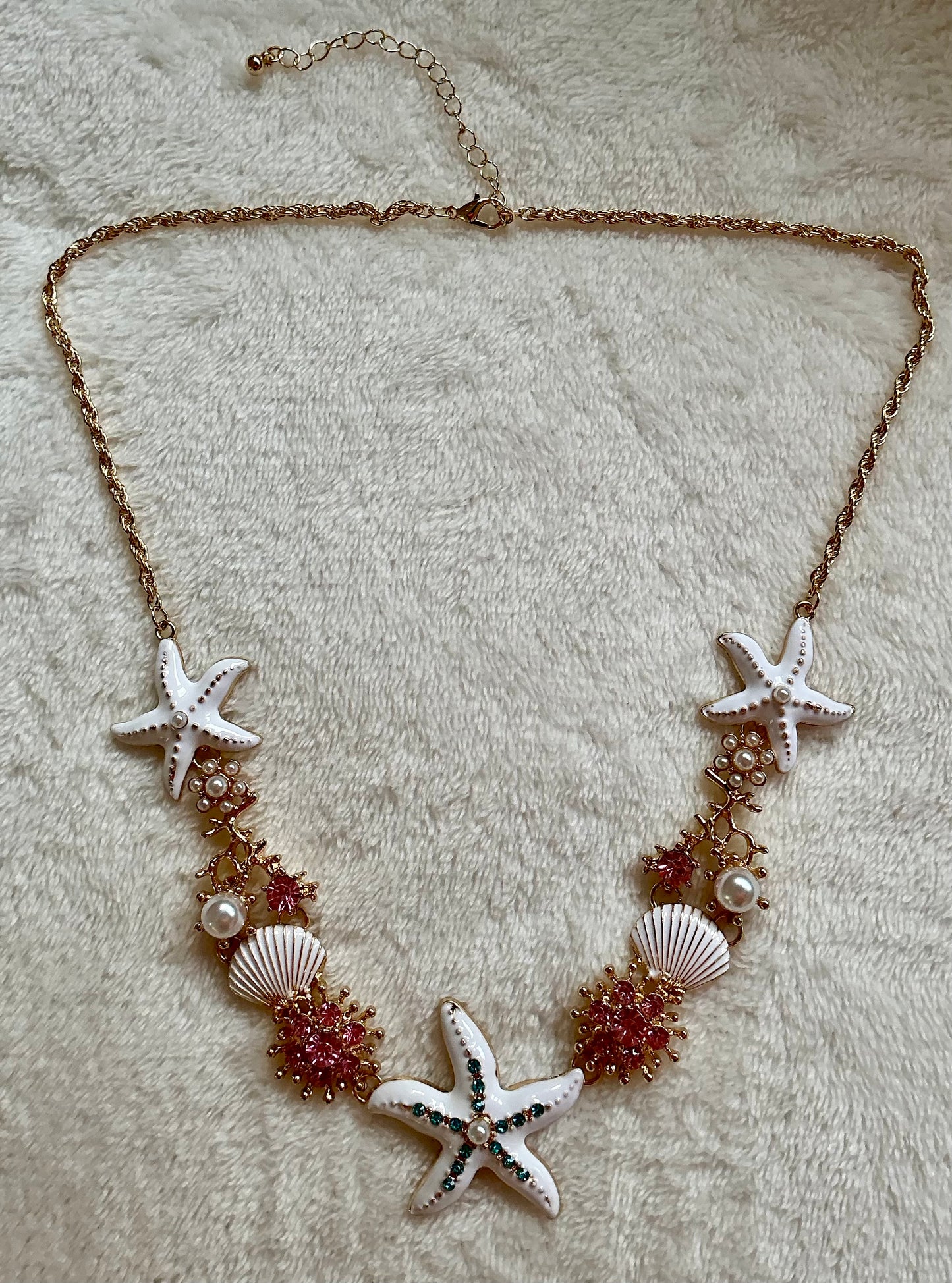 Fashionable Versatile Individual Western Beach Style Necklace Seaside Shell Starfish Coral Shaped Pearl Clavicle Chain