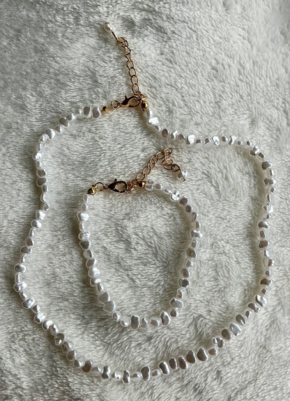 irregular artificial Imitation Pearl necklace and earrings