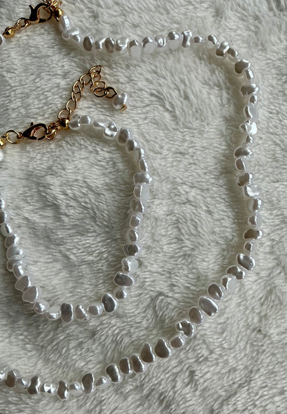 irregular artificial Imitation Pearl necklace and earrings