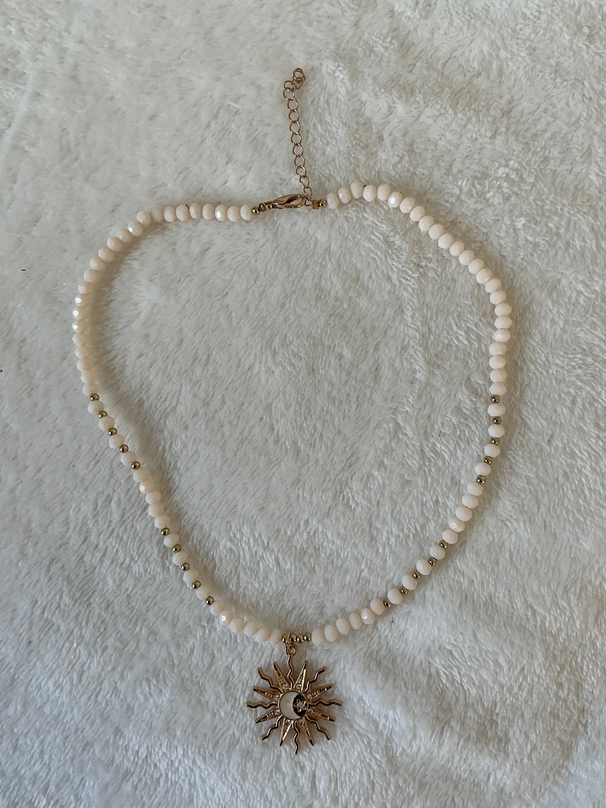 Star Moon Sun Oil Painting Glass Bead Strand Beaded Choker Necklace