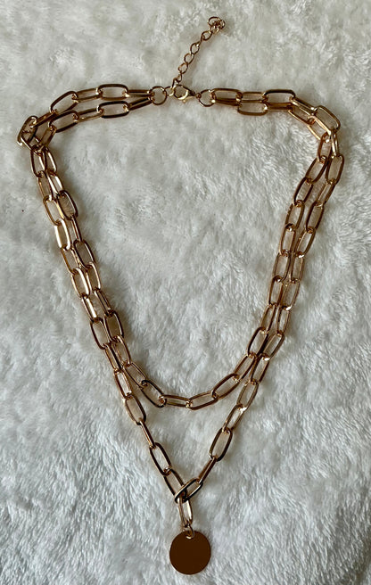 A Trendy Double-Layered Circular Disc Chain Necklace