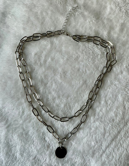 A Trendy Double-Layered Circular Disc Chain Necklace