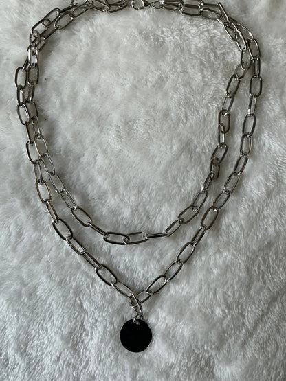 A Trendy Double-Layered Circular Disc Chain Necklace